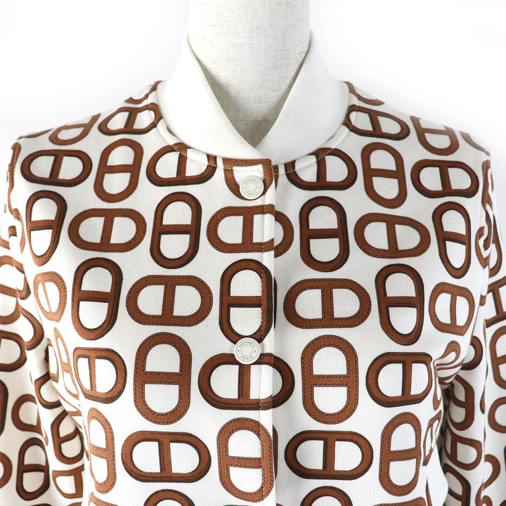 Pristine HERMES Blouson Serie Button Chaine d'Ancre Jacket cotton Women 34