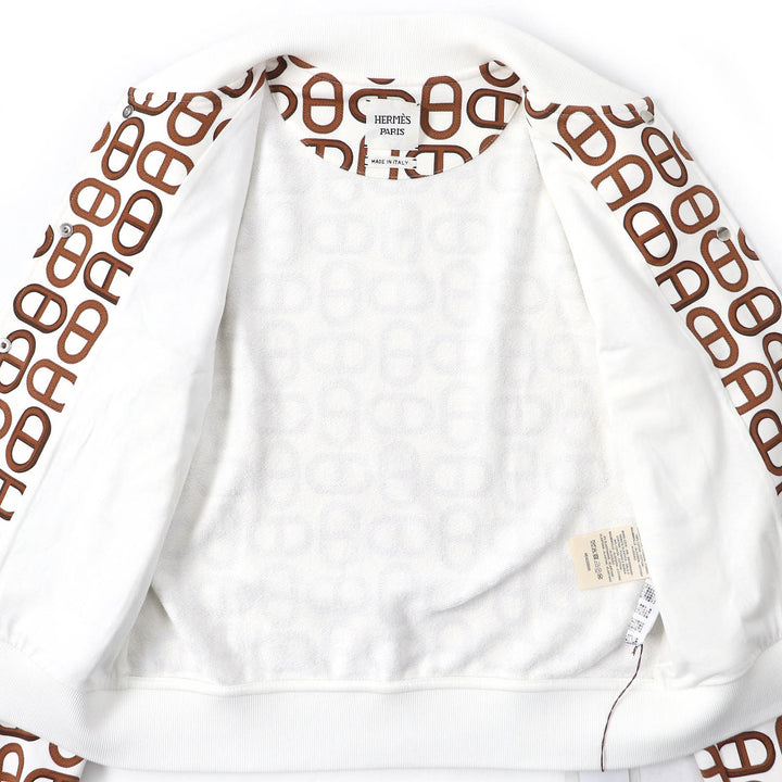 Pristine HERMES Blouson Serie Button Chaine d'Ancre Jacket cotton Women 34