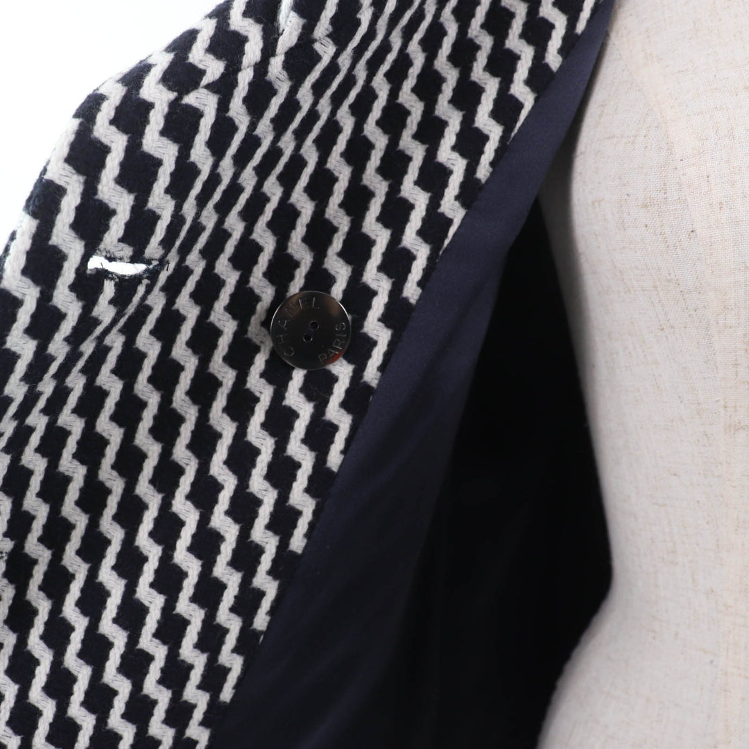 Excellent CHANEL coat Hexagon COCO Button Zigzag Pattern Women 36 P59081V39106