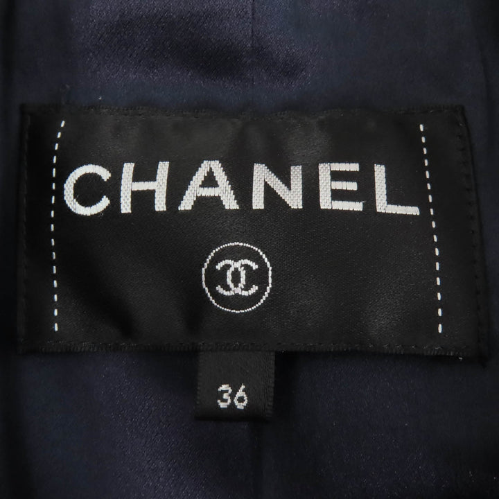 Excellent CHANEL coat Hexagon COCO Button Zigzag Pattern Black White Women 36 P59081V39106