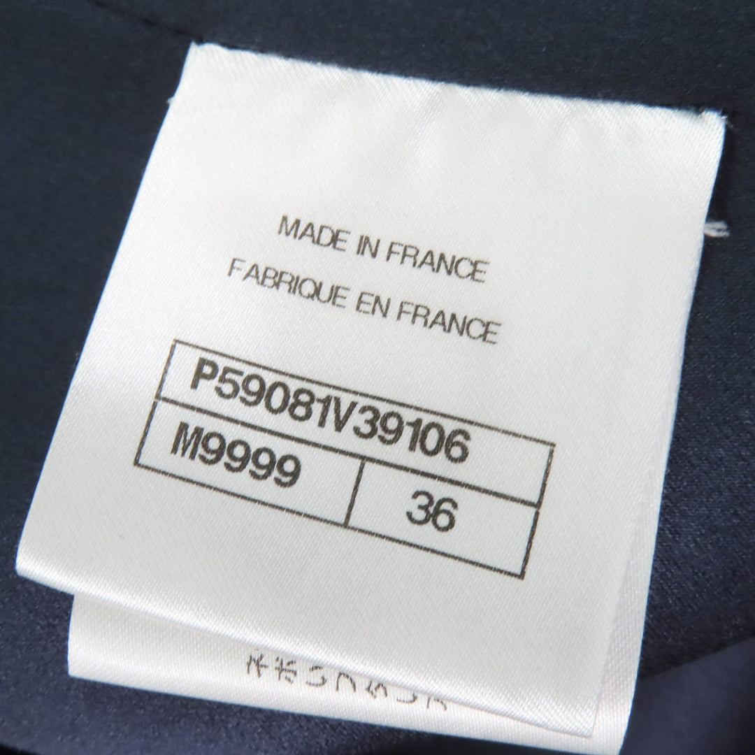 Excellent CHANEL coat Hexagon COCO Button Zigzag Pattern Black White Women 36 P59081V39106