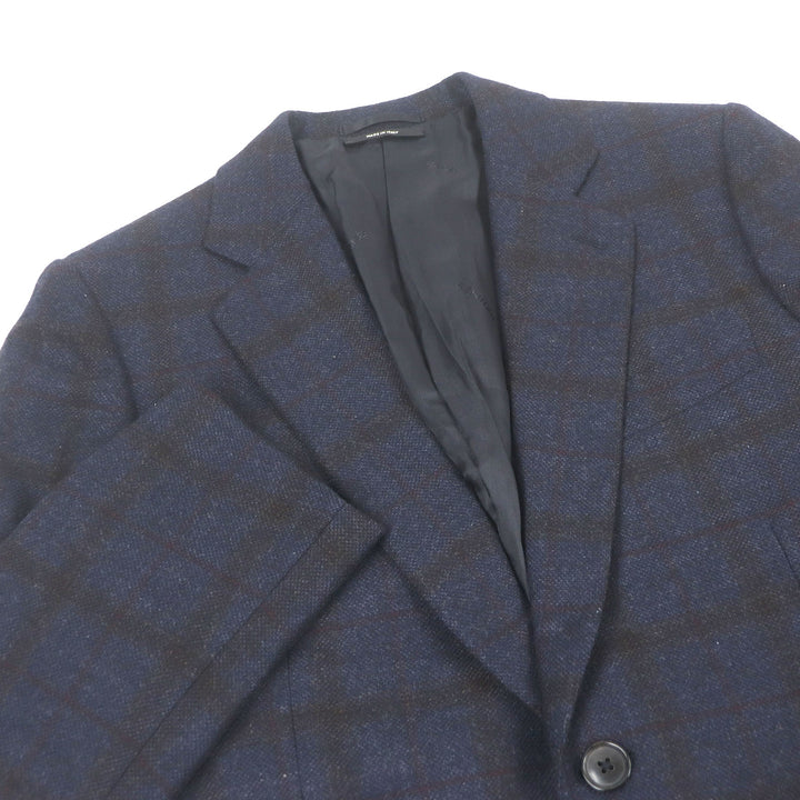 Excellent HERMES tailored jacket Windowpane Single Unconstructed Navy cashmere mens 46