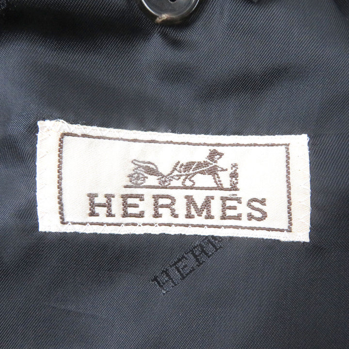 Excellent HERMES tailored jacket Windowpane Single Unconstructed Navy cashmere mens 46