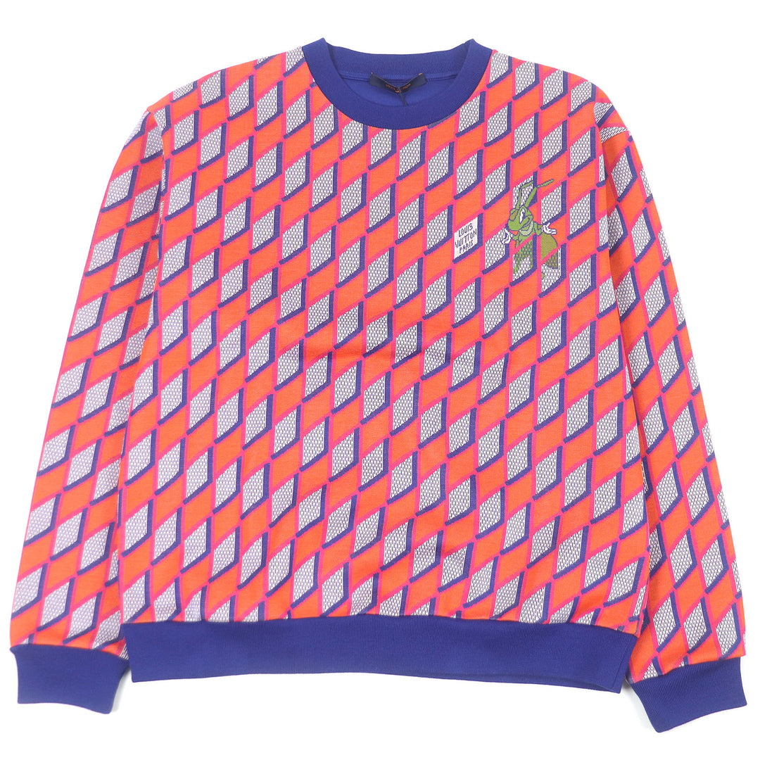 Pristine LOUIS VUITTON sweat Diamond Damier all-over knit Orange cotton mens L
