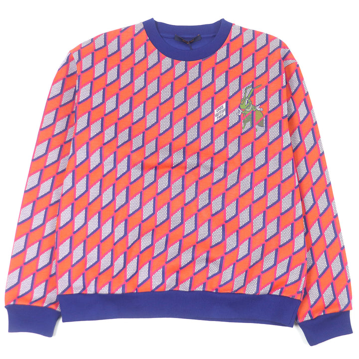 Pristine LOUIS VUITTON sweat Diamond Damier all-over knit Orange cotton mens L