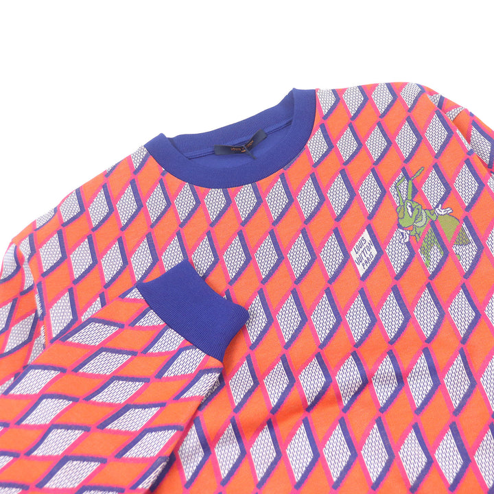 Pristine LOUIS VUITTON sweat Diamond Damier all-over knit Orange cotton mens L