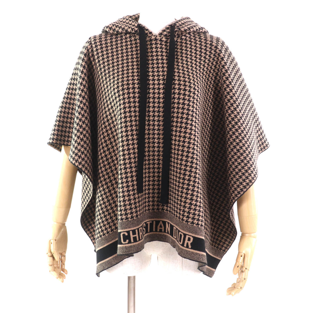 Excellent Christian Dior poncho Brown black cashmere Women 40 024C12AM035