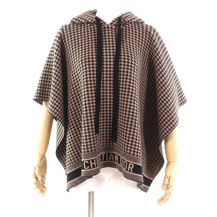 Excellent Christian Dior poncho Brown black cashmere Women 40 024C12AM035