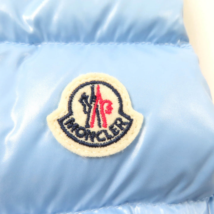 Pristine MONCLER Down vest BERNARD With logo patch Light blue Nylon Kids