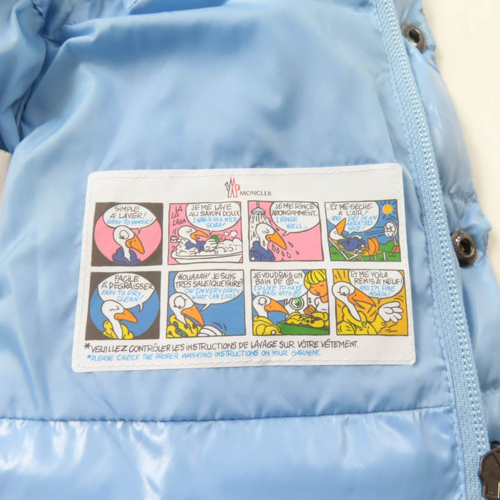 Pristine MONCLER Down vest BERNARD With logo patch Light blue Nylon Kids