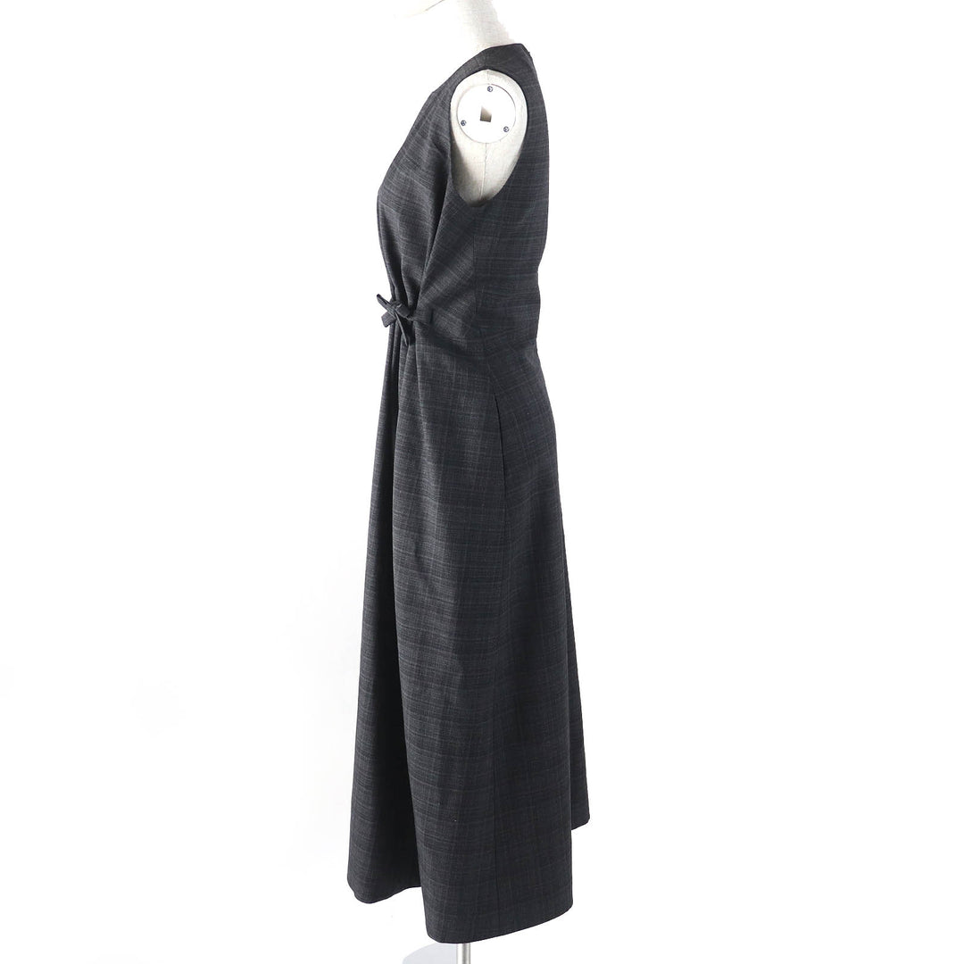 Excellent Christian Dior one piece Checked long dress with ribbon Women 38 341R30A1518