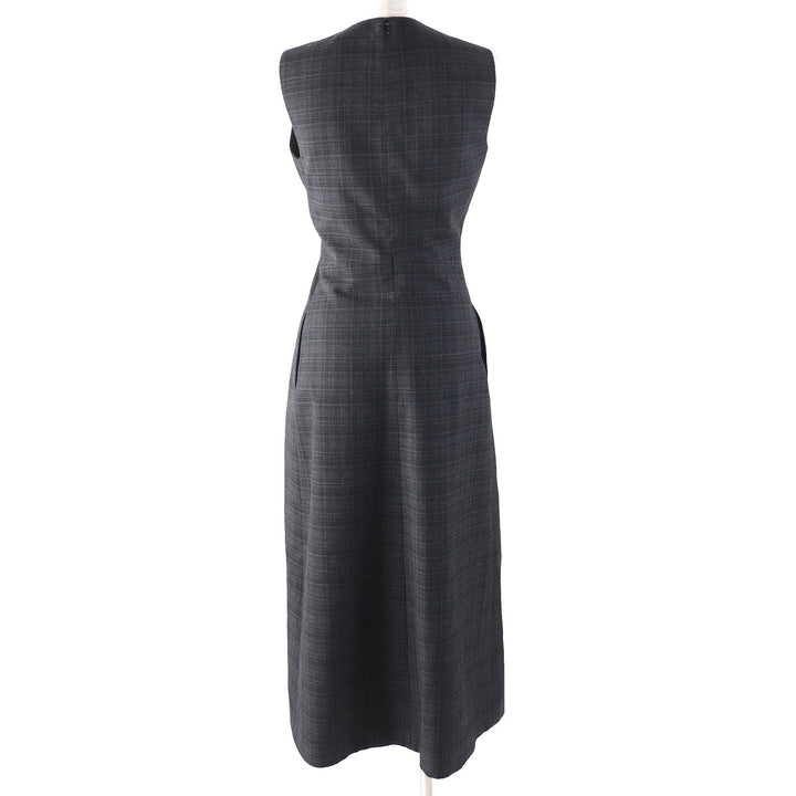 Excellent Christian Dior one piece Checked long dress with ribbon Women 38 341R30A1518