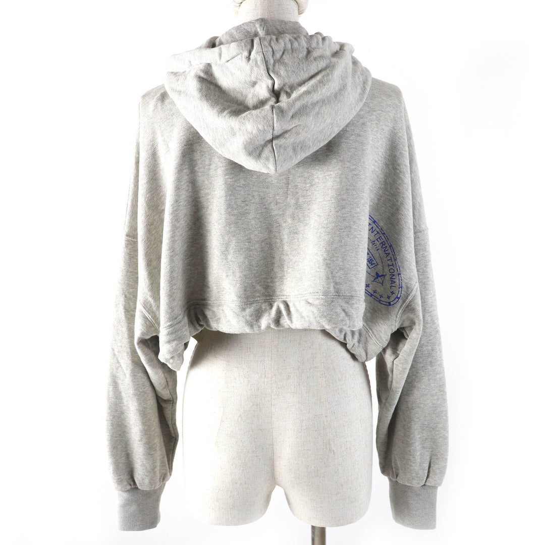 LOUIS VUITTON Parker Travel Stamp Crop Hoodie now pearl gray S