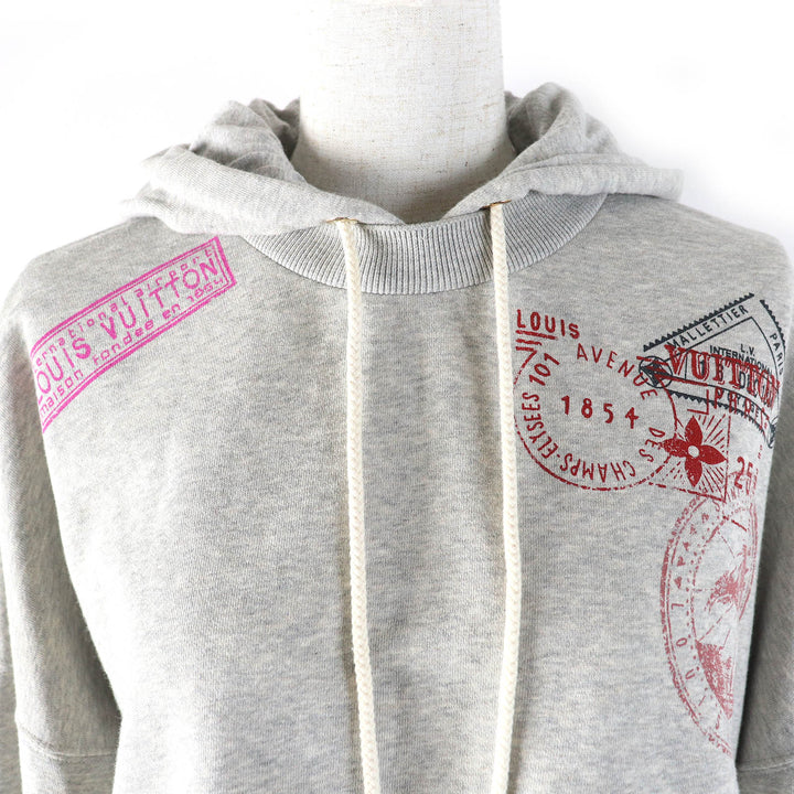 Excellent LOUIS VUITTON hoodie Travel Stamp CropHoodie pearl gray Women S 1AGDAG