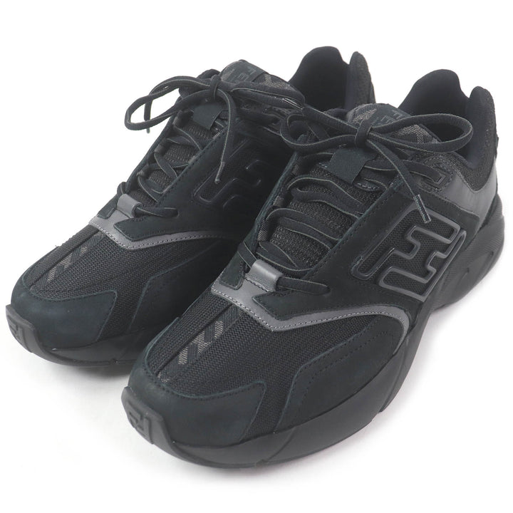 Pristine FENDI Low cut sneakers FASTER TRAINERS FF logo Zucca black mesh mens 6