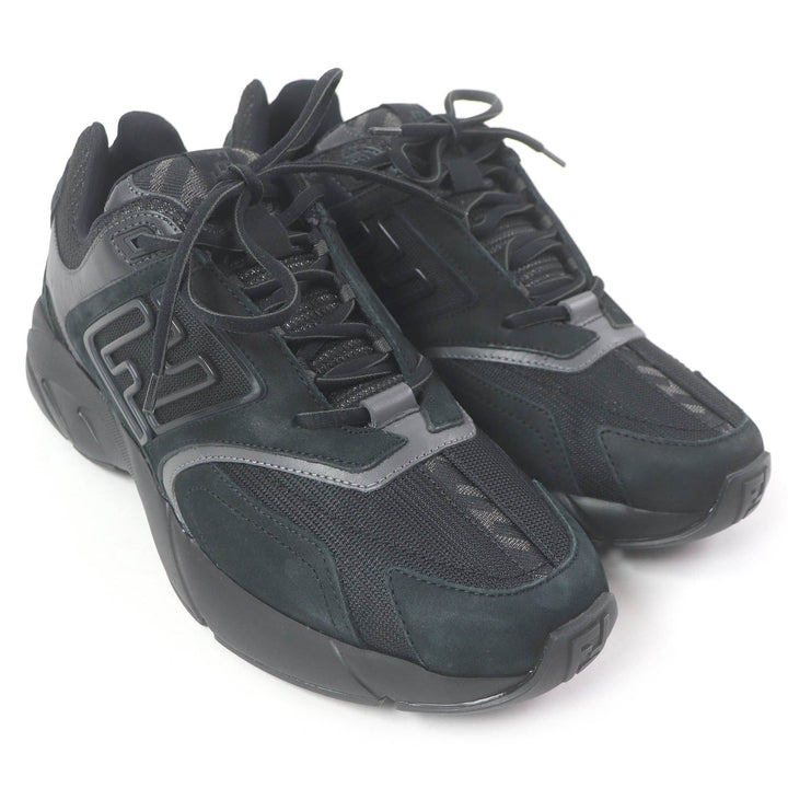 Pristine FENDI Low cut sneakers FASTER TRAINERS FF logo Zucca black mesh mens 6