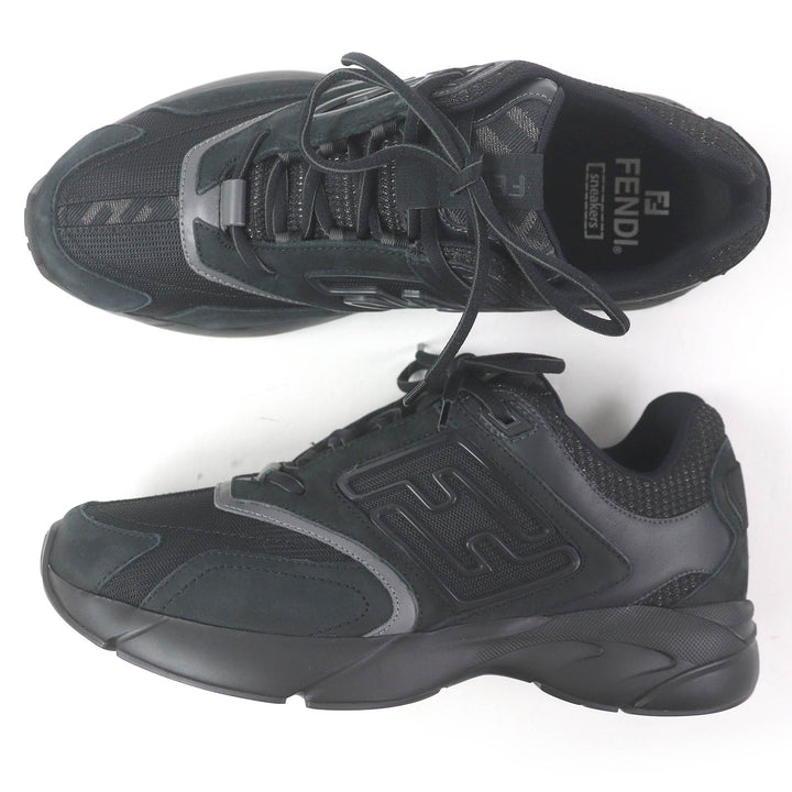 Pristine FENDI Low cut sneakers FASTER TRAINERS FF logo Zucca black mesh mens 6