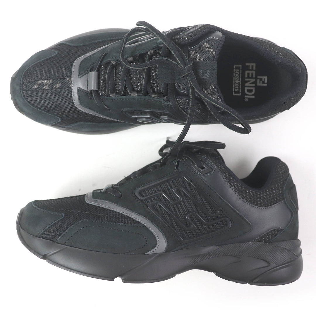 Pristine FENDI Low cut sneakers FASTER TRAINERS FF logo Zucca black mesh mens 6