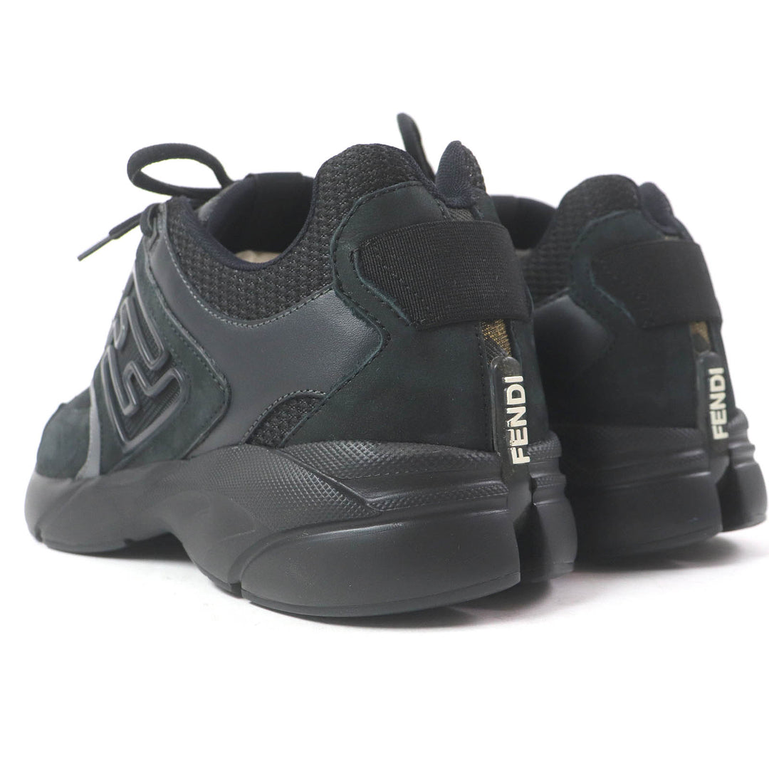 Pristine FENDI Low cut sneakers FASTER TRAINERS FF logo Zucca black mesh mens 6