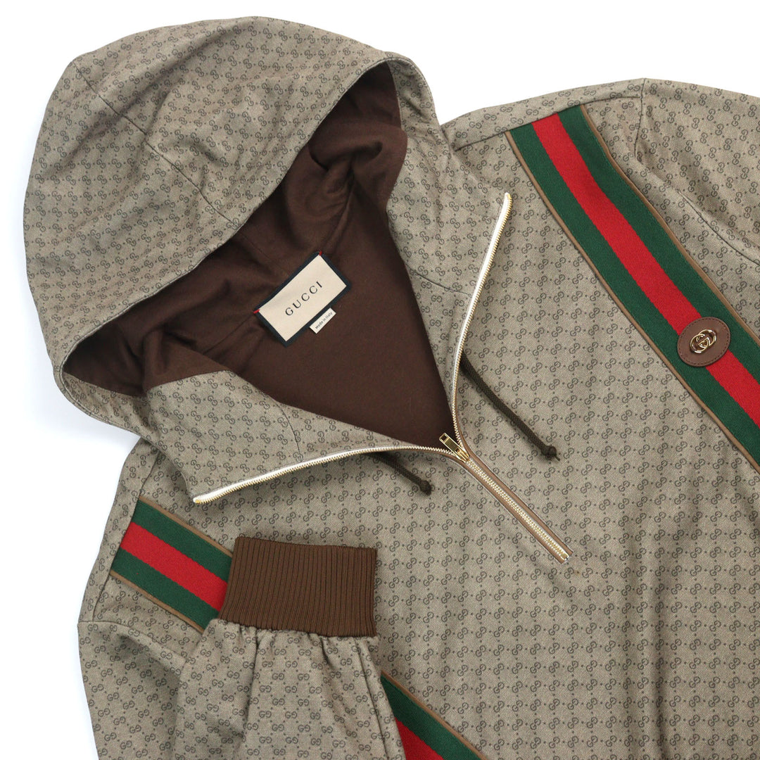 Excellent GUCCI hoodie Mini GG Jersey Sherry Line Interlocking G Half Zip men M 655153