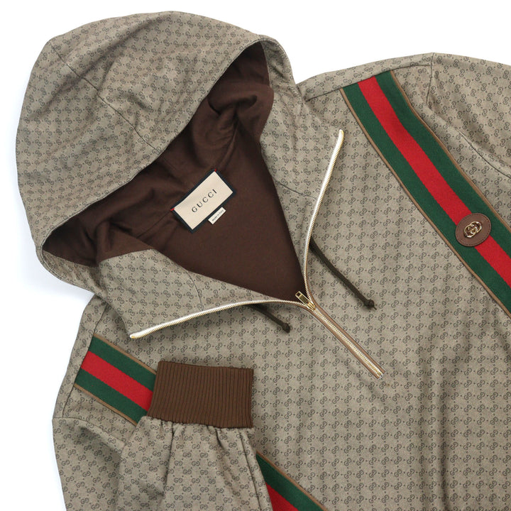Excellent GUCCI hoodie Mini GG Jersey Sherry Line Interlocking G Half Zip men M