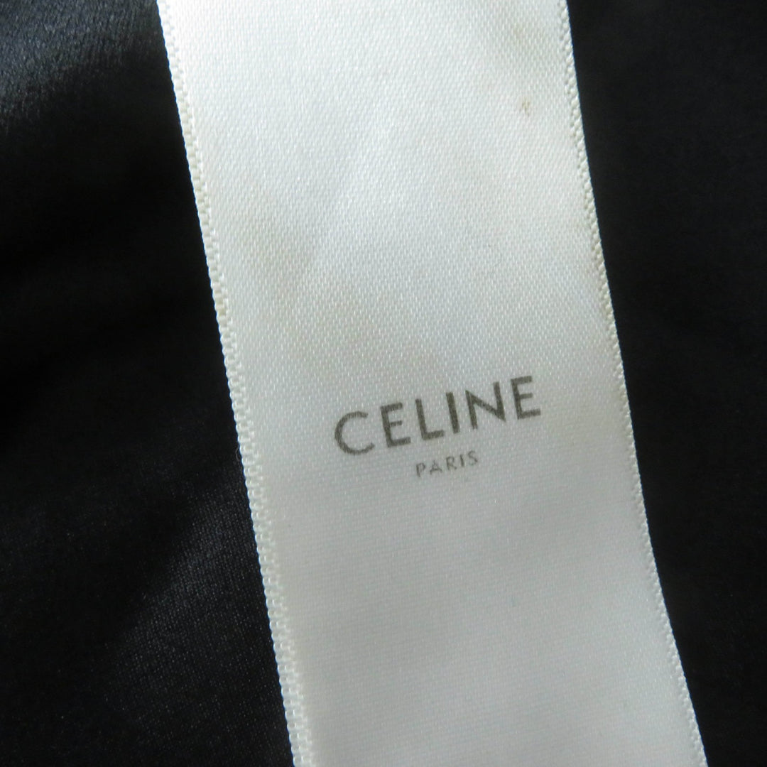 Great CELINE one piece Dot Pattern Belted V-neck black silk Women 38 2R289598D