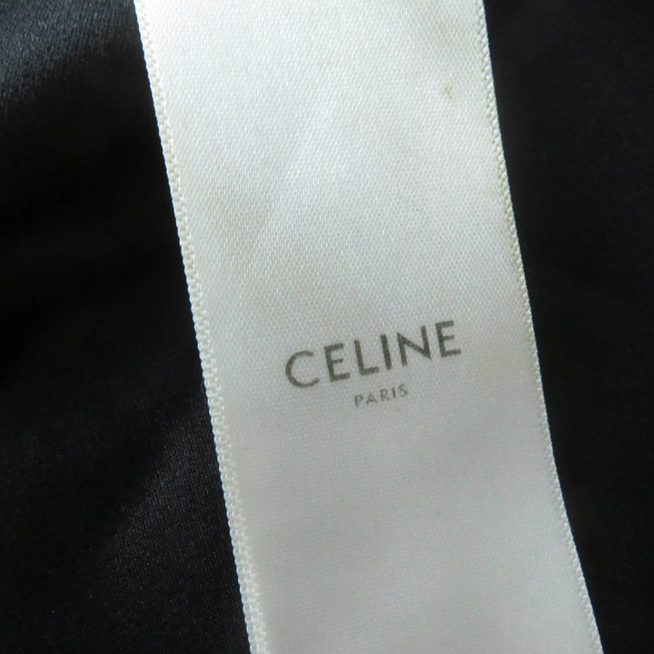 Great CELINE one piece Dot Pattern Belted V-neck black silk Women 38 2R289598D