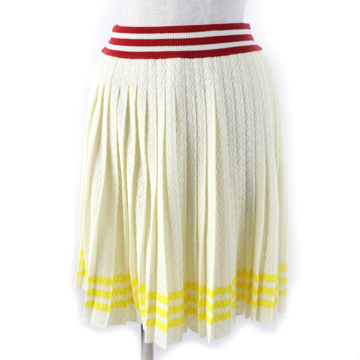 Excellent GUCCI×adidas Pleated skirt Ivory cotton Women L 702874
