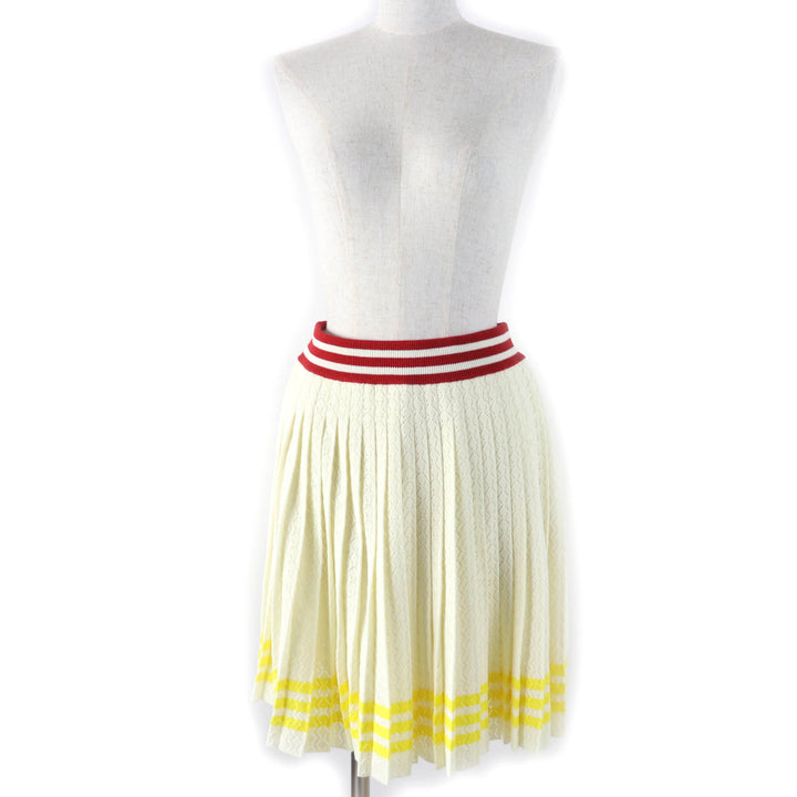 Excellent GUCCI×adidas Pleated skirt Ivory cotton Women L 702874