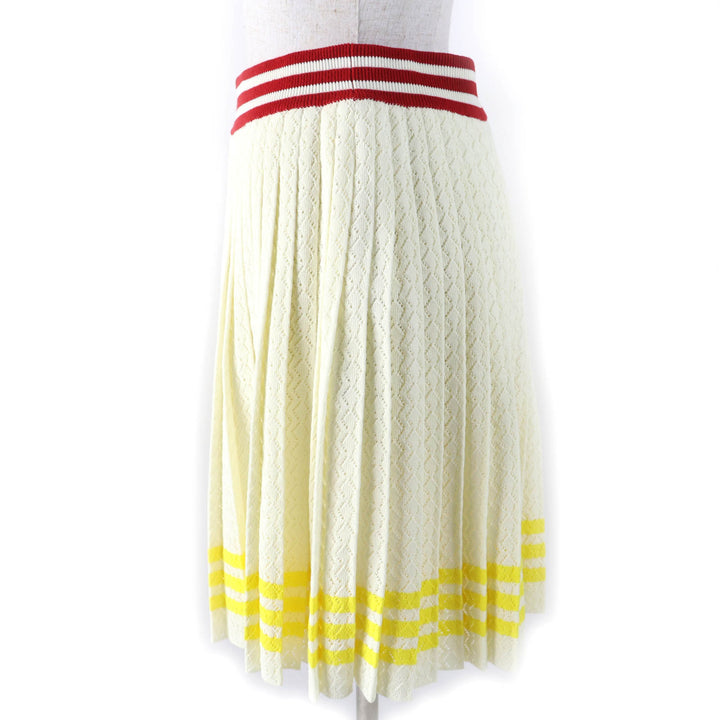 Excellent GUCCI×adidas Pleated skirt Ivory cotton Women L 702874