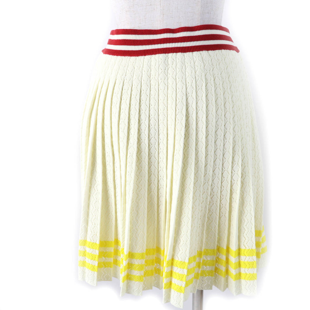 Excellent GUCCI×adidas Pleated skirt Ivory cotton Women L 702874