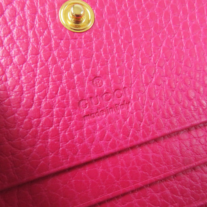 Excellent GUCCI Bifold Wallet GG Marmont Mini Wallet / shocking pink leather