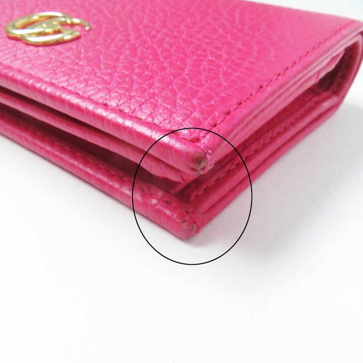 Excellent GUCCI Bifold Wallet GG Marmont Mini Wallet / shocking pink leather