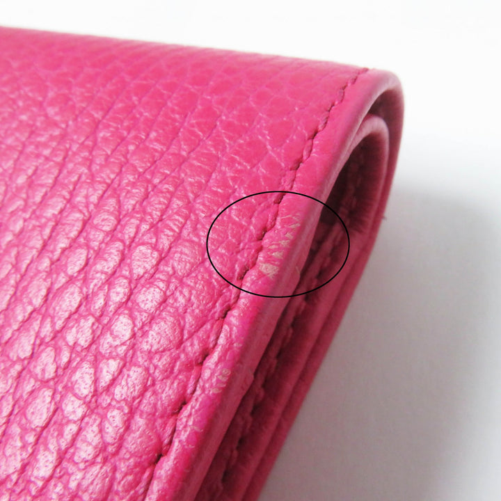 Excellent GUCCI Bifold Wallet GG Marmont Mini Wallet / shocking pink leather
