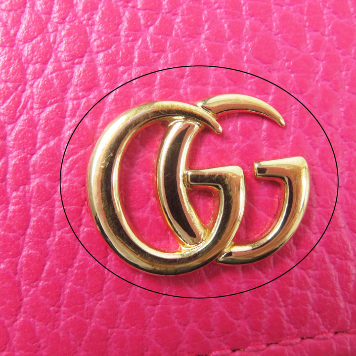Excellent GUCCI Bifold Wallet GG Marmont Mini Wallet / shocking pink leather