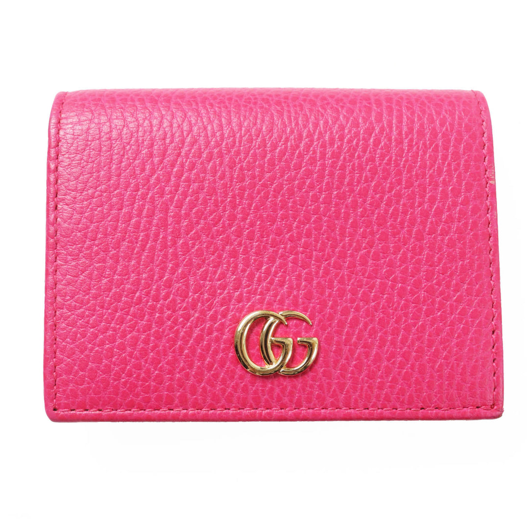 Excellent GUCCI Bifold Wallet GG Marmont Mini Wallet / shocking pink leather