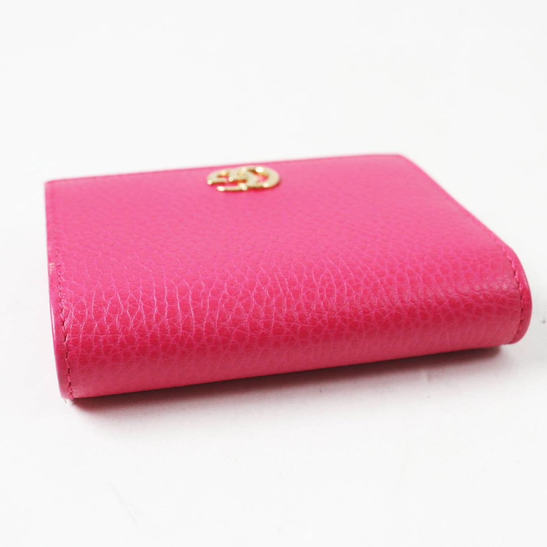 Excellent GUCCI Bifold Wallet GG Marmont Mini Wallet / shocking pink leather