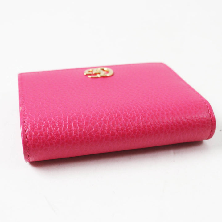 Excellent GUCCI Bifold Wallet GG Marmont Mini Wallet / shocking pink leather