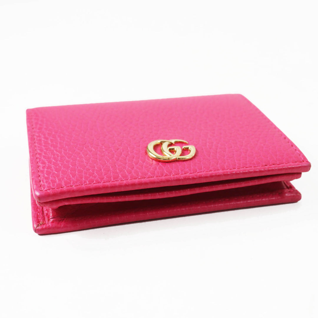 Excellent GUCCI Bifold Wallet GG Marmont Mini Wallet / shocking pink leather