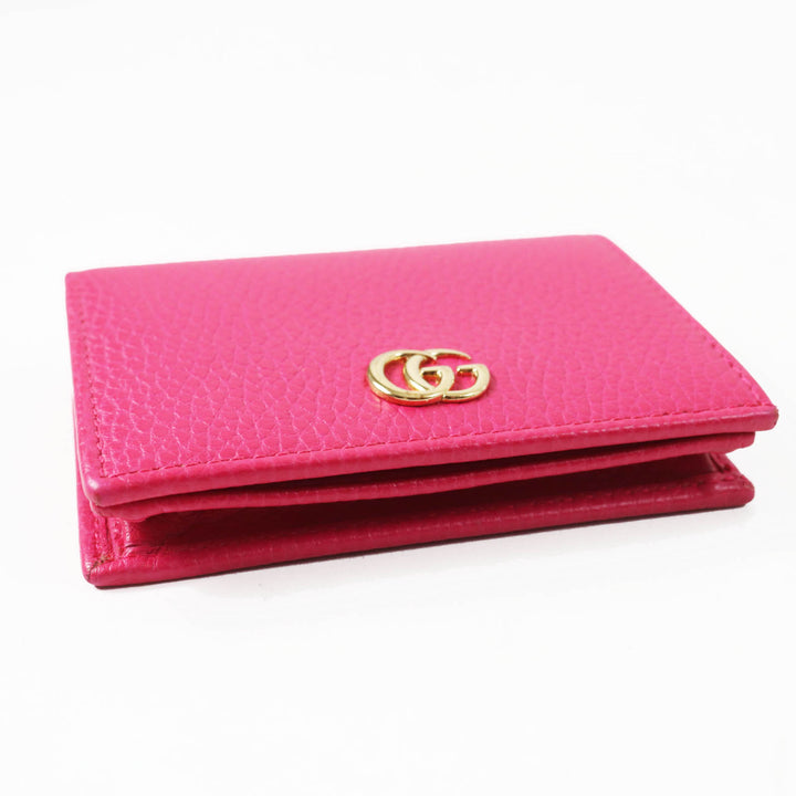 Excellent GUCCI Bifold Wallet GG Marmont Mini Wallet / shocking pink leather