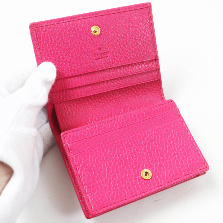 Excellent GUCCI Bifold Wallet GG Marmont Mini Wallet / shocking pink leather