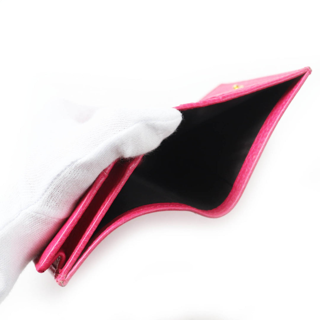 Excellent GUCCI Bifold Wallet GG Marmont Mini Wallet / shocking pink leather