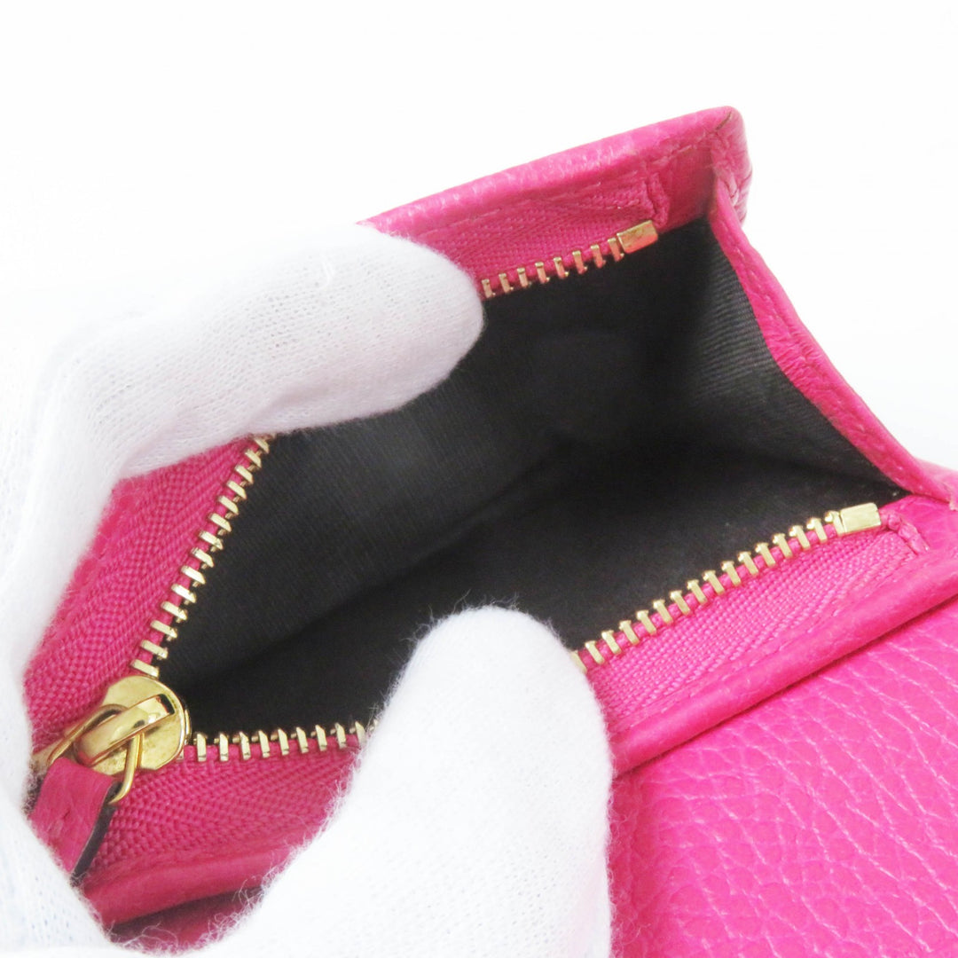 Excellent GUCCI Bifold Wallet GG Marmont Mini Wallet / shocking pink leather