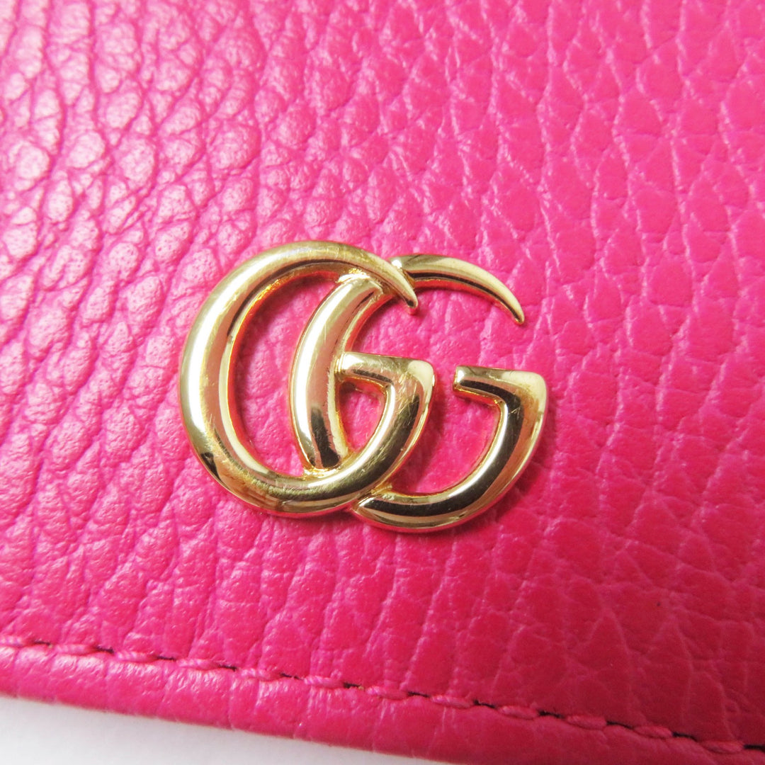 Excellent GUCCI Bifold Wallet GG Marmont Mini Wallet / shocking pink leather