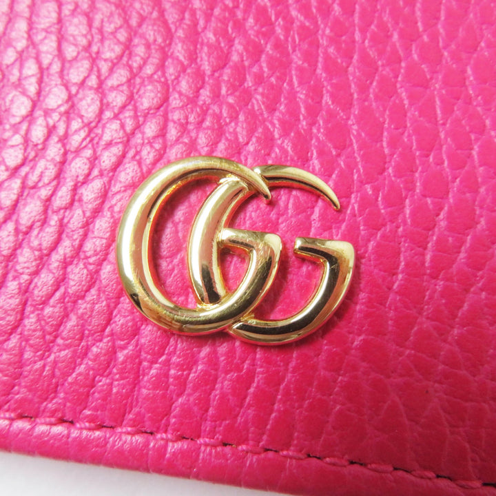 Excellent GUCCI Bifold Wallet GG Marmont Mini Wallet / shocking pink leather