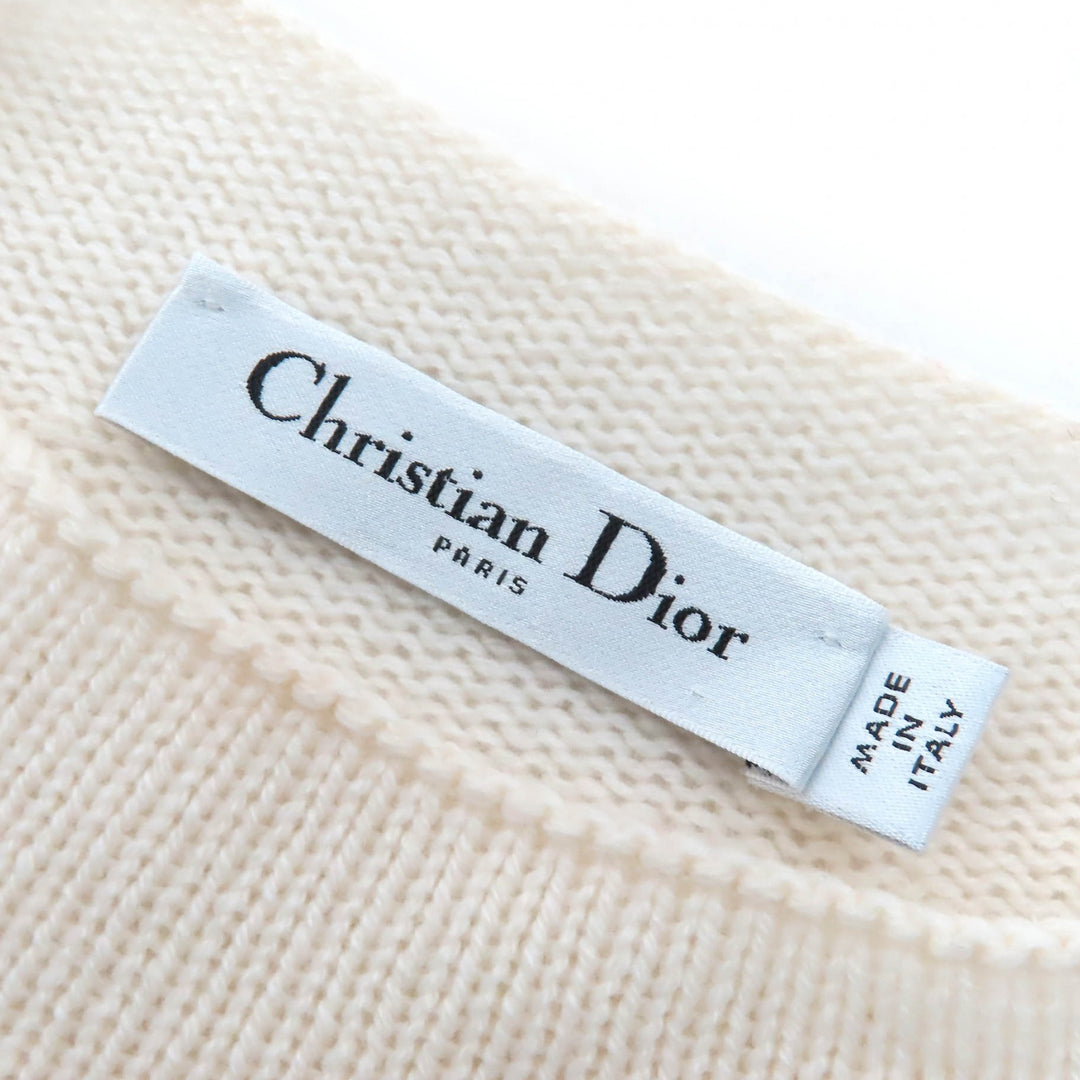 Excellent Christian Dior knit Star Signature Logo Bottleneck cashmere Women 40 414S94AM064