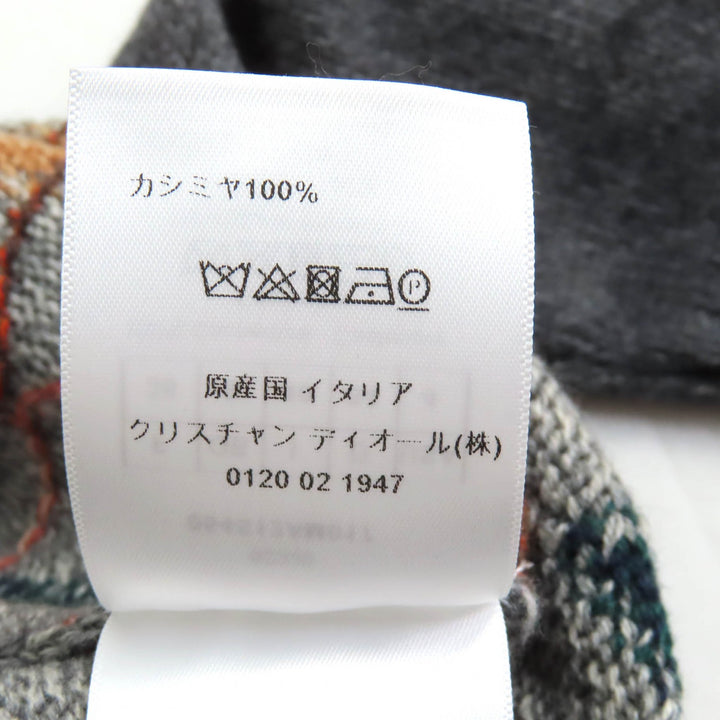 Excellent Christian Dior knit Bee Embroidery Argyle Pattern V-neck Multi