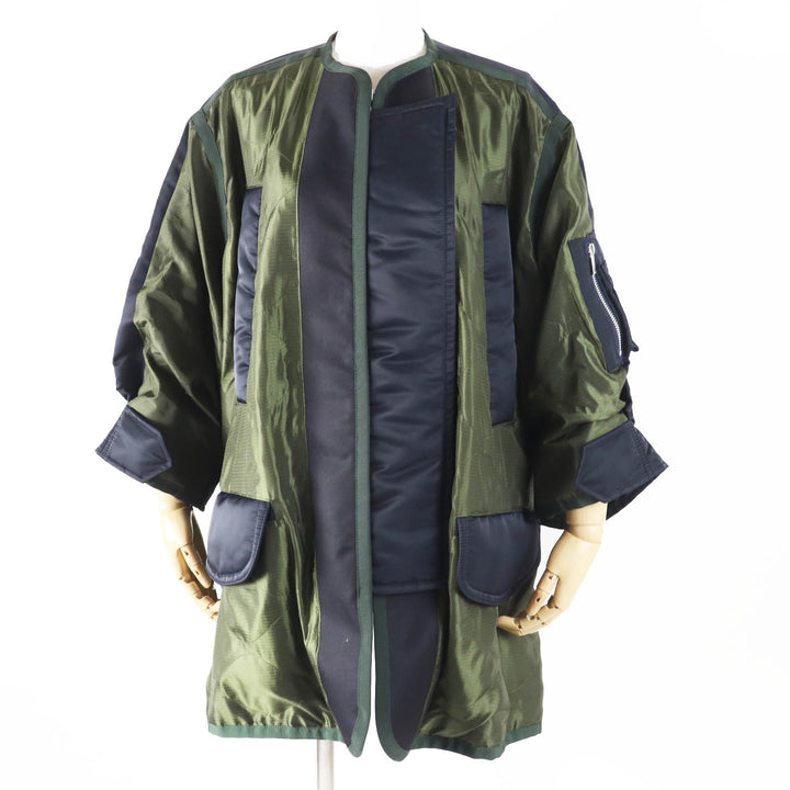 Excellent Sacai Jacket Quilted Jacket Khaki black Nylon Women 1 23-06477