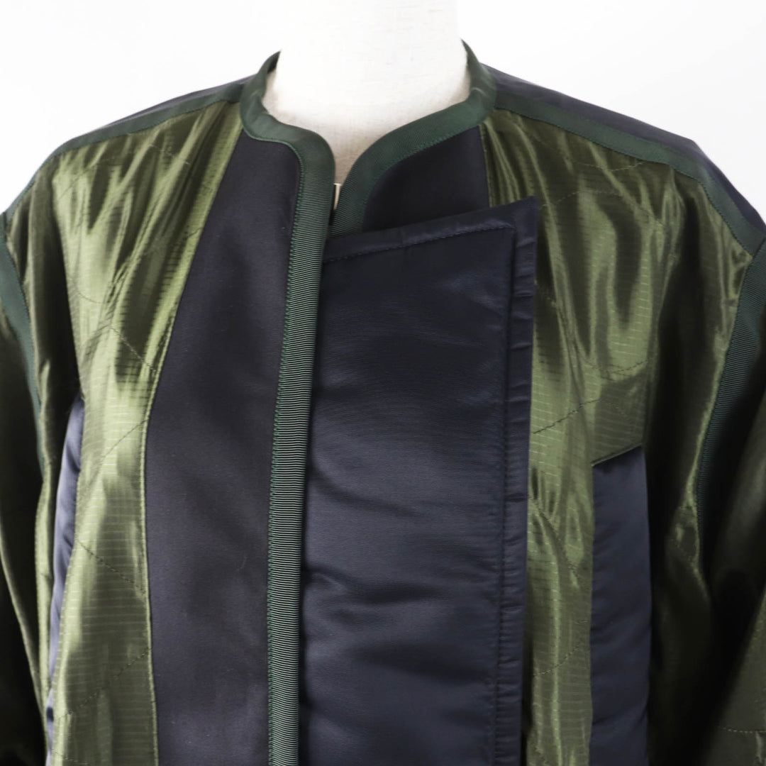 Excellent Sacai Jacket Quilted Jacket Khaki black Nylon Women 1 23-06477