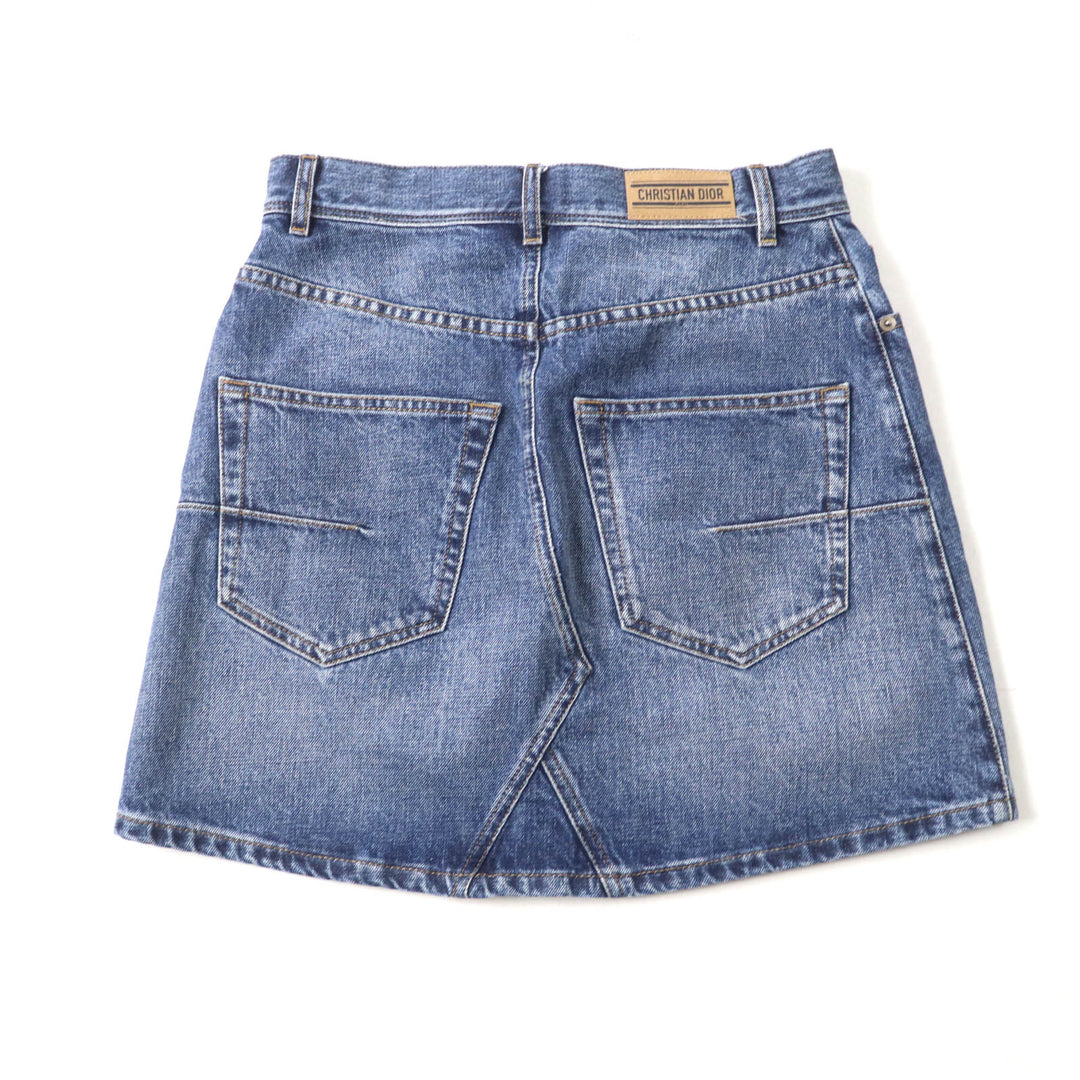 Great Christian Dior Mini skirt Denim with logo patch Indigo Women 40